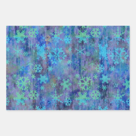 Vrolijk Kerstfeest Blauwgroen Blauw Winter Inpakpapier Vel (Voorkant 2)