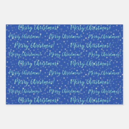 Vrolijk Kerstfeest Blauwgroen Blauw Winter Inpakpapier Vel (Voorkant)