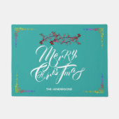 Vrolijk kerstfeest Blauwgroen - Deurmat (Voorkant)