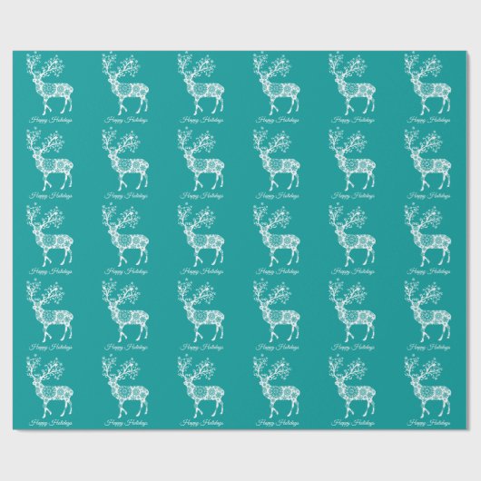 Vrolijk kerstfeest, blauwgroen verpakkingspapier m cadeaupapier (Vlak)