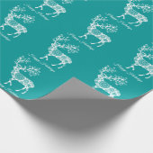 Vrolijk kerstfeest, blauwgroen verpakkingspapier m cadeaupapier (Hoek)