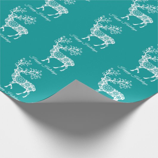 Vrolijk kerstfeest, blauwgroen verpakkingspapier m cadeaupapier (Hoek)