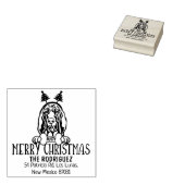 Vrolijk Kerstfeest Bloedhond Terug Adres Rubberstempel (Gestempeld)