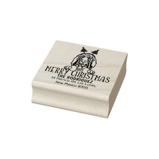 Vrolijk Kerstfeest Bloedhond Terug Adres Rubberstempel (Stempel)