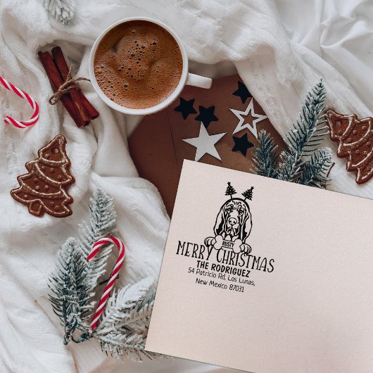 Vrolijk Kerstfeest Bloedhond Terug Adres Rubberstempel
