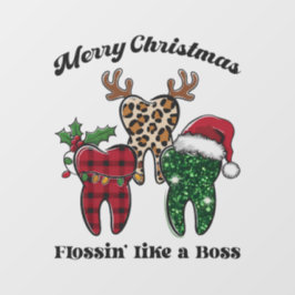 Vrolijk kerstfeest bloeit als een baas raamsticker