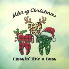 Vrolijk kerstfeest bloeit als een baas raamsticker