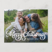 Vrolijk kerstfeest bloeit klassieke foto feestdagenkaart (Voorkant)