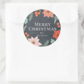 Vrolijk Kerstfeest Bloemen Chalkboard Vakantie Ronde Sticker (Tas)