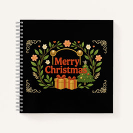 Vrolijk Kerstfeest Bloemen Gift Spiral Notitieboek