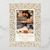 Vrolijk kerstfeest  bloemenfoto folie feestdagenkaart (Voorkant)