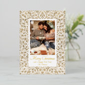 Vrolijk kerstfeest  bloemenfoto folie feestdagenkaart (Staand Voorkant)