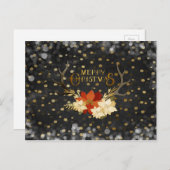 Vrolijk Kerstfeest Bloemengewei Confetti Feestdagenkaart (Voorkant / Achterkant)