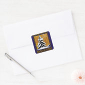 Vrolijk kerstfeest! Blue & Gold Square Sticker (Envelop)