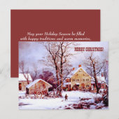 vrolijk kerstfeest.  Boerderij Winter Scene Kaart (Voorkant / Achterkant)