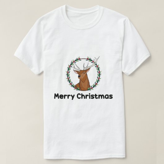 Vrolijk Kerstfeest & Boho Deer Seizoensgebonden T-shirt (Design voorkant)