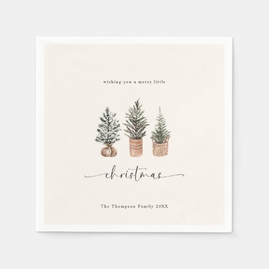 Vrolijk kerstfeest Boho minimale dennenbomen Servet (Voorkant)