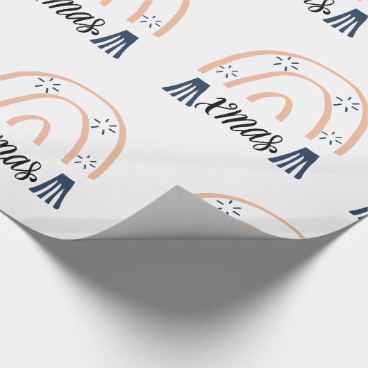 Vrolijk kerstfeest Boho Rainbow Gift Cadeaupapier (Hoek)