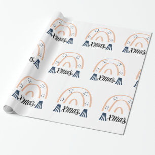 Vrolijk kerstfeest Boho Rainbow Gift Cadeaupapier