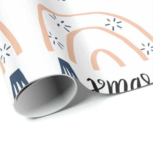 Vrolijk kerstfeest Boho Rainbow Gift Wrapping Pa Cadeaupapier (Rol Hoek)