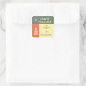 Vrolijk Kerstfeest boho vrolijk kleurenblok Vierkante Sticker (Tas)