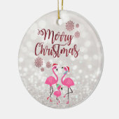 Vrolijk kerstfeest, Bokeh, Flamingos Family Santa  Keramisch Ornament (Links)