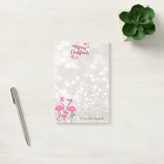 Vrolijk kerstfeest, Bokeh, Roze flamingos Sant Pet Post-it® Notes (Kantoor)