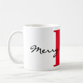 Vrolijk Kerstfeest Bold Rood Initiaal 11oz Classic Koffiemok (Links)