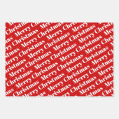 Vrolijk kerstfeest, bomen en polka-stippen rood inpakpapier vel (Voorkant 2)