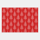 Vrolijk kerstfeest, bomen en polka-stippen rood inpakpapier vel (Voorkant)