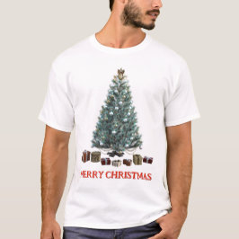 vrolijk kerstfeest. Boom (ontwerp 3) met geschenke T-shirt