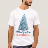 vrolijk kerstfeest. Boom (ontwerp 4) met geschenke T-shirt (Voorkant)