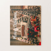 Vrolijk Kerstfeest  Boomwinkel Rode Truck Legpuzzel (Verticaal)
