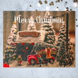 Vrolijk Kerstfeest  Boomwinkel Rode Truck Legpuzzel<br><div class="desc">Pas de tekst aan en creëer eenvoudig uw gepersonaliseerde kerstpuzzel. Klik op ONTWERP BEWERKEN en selecteer vervolgens TEKST om de tekstgrootte of -kleur te wijzigen. U kunt dit ONTWERP OVERBRENGEN naar andere Zazzle-producten en aanpassen aan de meeste Zazzle-items. Standaard Studio-design zijn gemaakt in hoge-resolutieafbeeldingen voor een professionele afdruk. Bedankt voor...</div>
