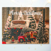 Vrolijk Kerstfeest  Boomwinkel Rode Truck Legpuzzel