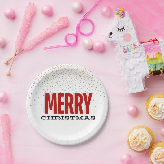Vrolijk Kerstfeest Borden Silver Gold Details Papieren Bordje (Feest)