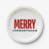 Vrolijk Kerstfeest Borden Silver Gold Details Papieren Bordje (Voorkant)