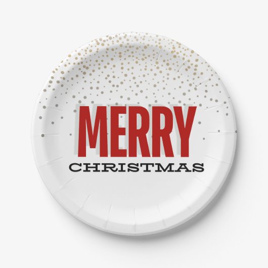 Vrolijk Kerstfeest Borden Silver Gold Details Papieren Bordje (Voorkant)