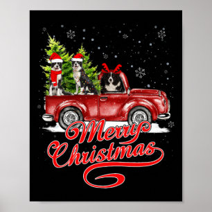 Vrolijk Kerstfeest Border Collie Dogs Santa Reinde Poster