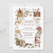 Vrolijk kerstfeest bosrijke bosrijke paddenstoel kaart (Voorkant)