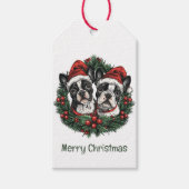 Vrolijk kerstfeest Boston Terrier Dogs Holiday Wre Cadeaulabel (Voorkant)