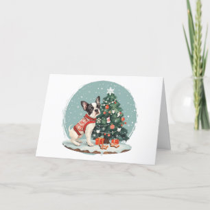 Vrolijk kerstfeest Boston Terrier hond Feestdagen Kaart