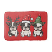 Vrolijk kerstfeest Boston Terrier Honden Badmat (Voorkant)