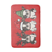 Vrolijk kerstfeest Boston Terrier Honden Badmat (Voorkant Verticaal)