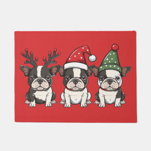 Vrolijk kerstfeest Boston Terrier Honden Deurmat