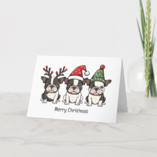 Vrolijk kerstfeest Boston Terrier Honden Feestdagen Kaart