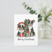 Vrolijk kerstfeest Boston Terrier Honden Feestdagenkaart (Staand voorkant)