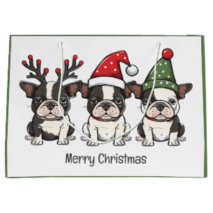 Vrolijk kerstfeest Boston Terrier Honden Groot Cadeauzakje