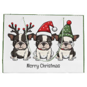 Vrolijk kerstfeest Boston Terrier Honden Groot Cadeauzakje (Achterkant)