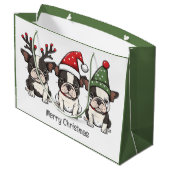 Vrolijk kerstfeest Boston Terrier Honden Groot Cadeauzakje (Achterkant Gekanteld)